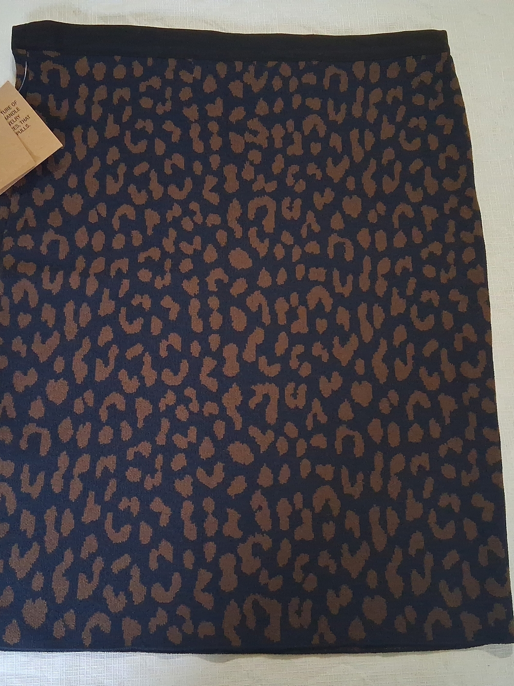Rachel Rachel Roy Knitted Fitted Leopard Animal Print Pencil Skirt Small Blue